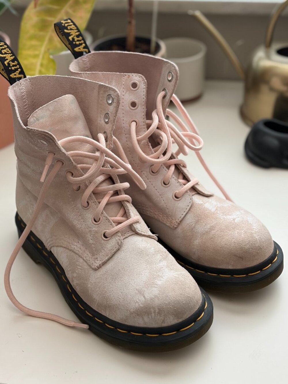 Doc Martens 1460 Pascal Light Pink Tie Dye Suede Lace Up Boots Size Wm 6 (UK 4)